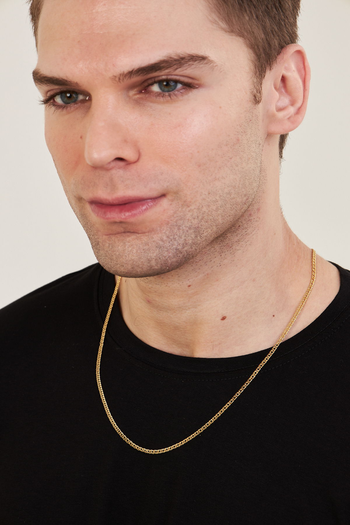 18K Altın Kaplama 3mm Rambo 925 Ayar Gümüş Erkek Zincir Kolye VEK3103 - Ventino Silver