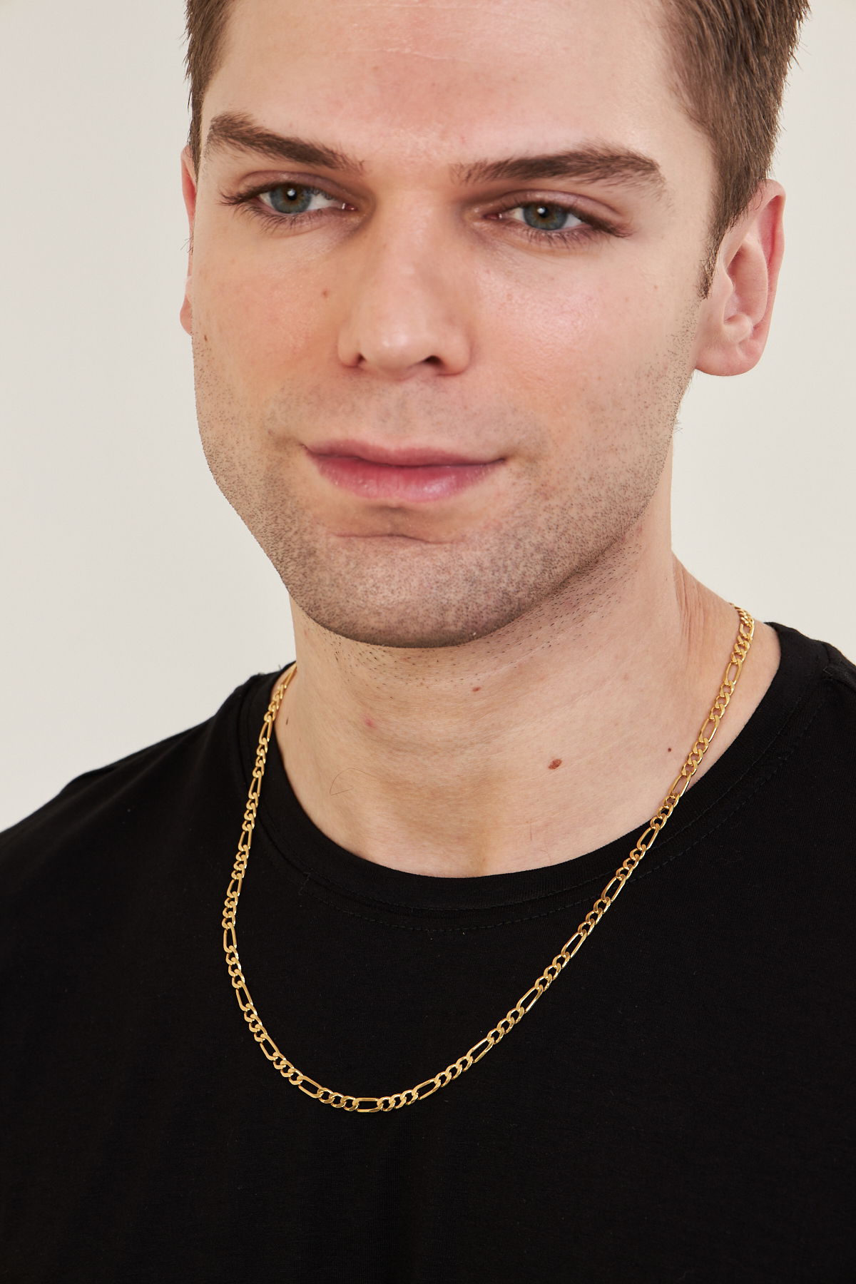 18K Altın Kaplama 5mm Figaro 925 Ayar Gümüş Erkek Zincir Kolye VEK3125 - Ventino Silver