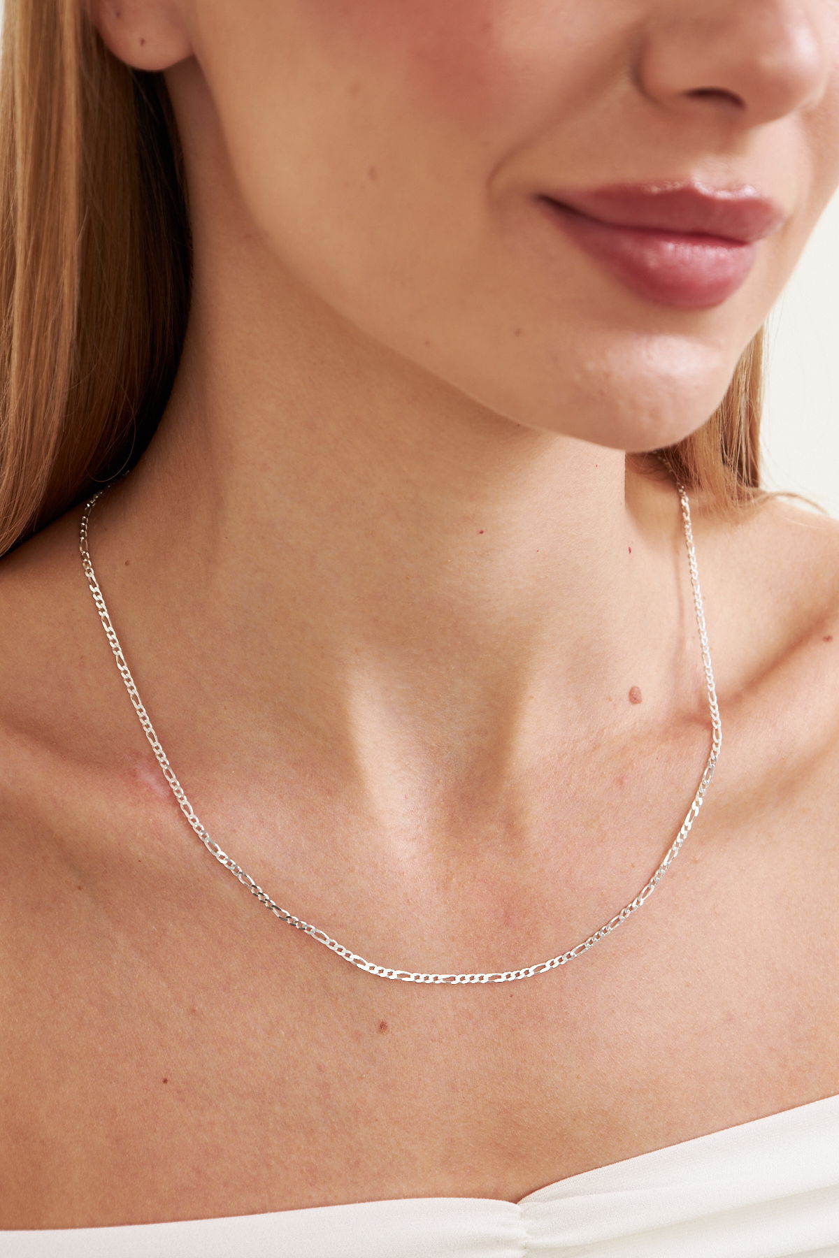 2mm Figaro 925 Ayar Gümüş Kadın Zincir Kolye VKK-4488 - Ventino - Ventino Silver