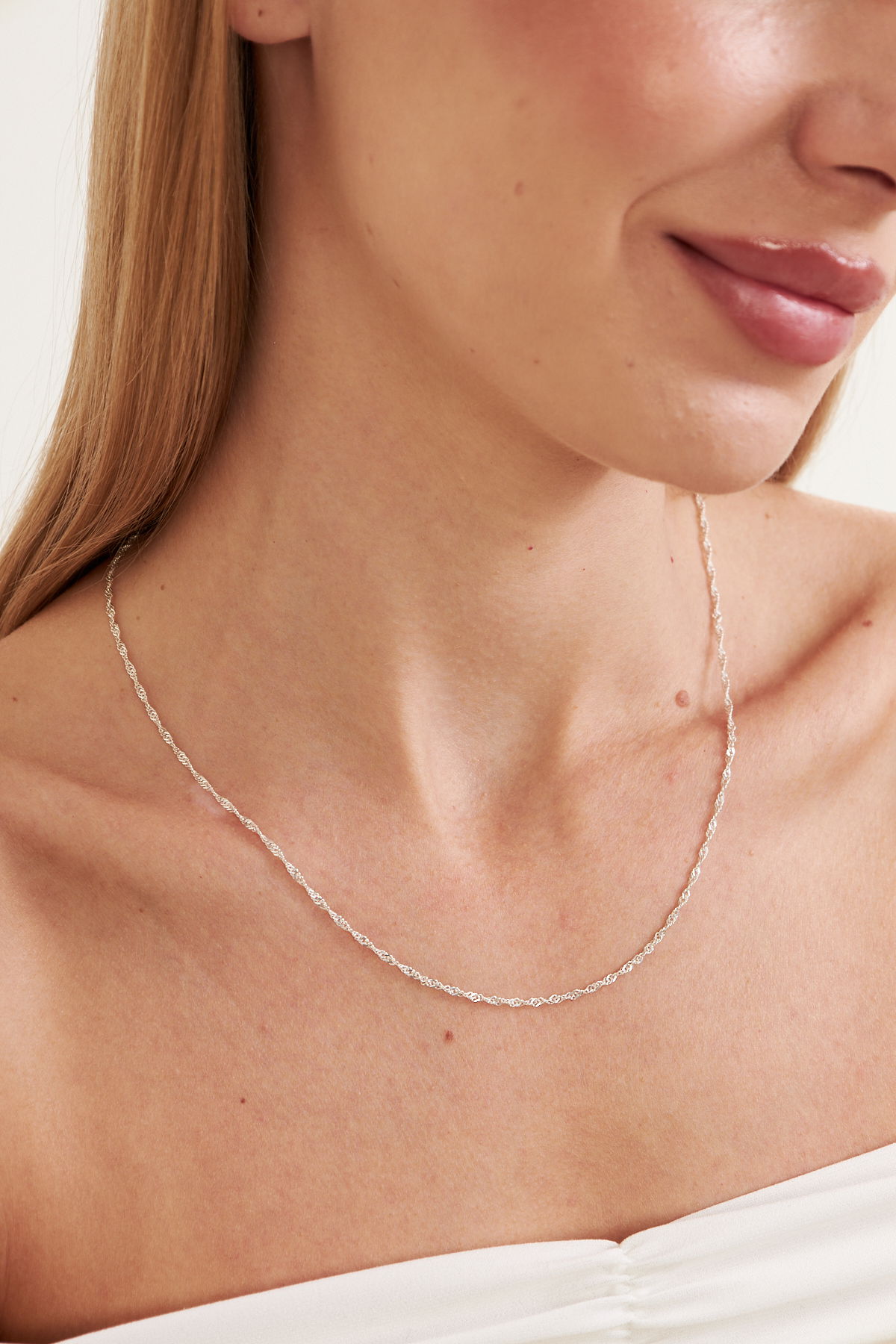 2mm Singapur 925 Ayar Gümüş Kadın Zincir Kolye VKK-4499 - Ventino - Ventino Silver