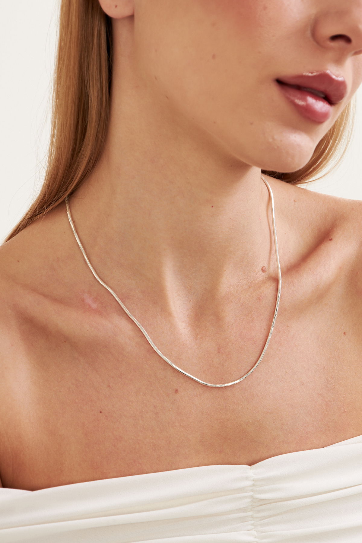 2mm Yılan 925 Ayar Gümüş Kadın Zincir Kolye VKK-4494 - Ventino - Ventino Silver