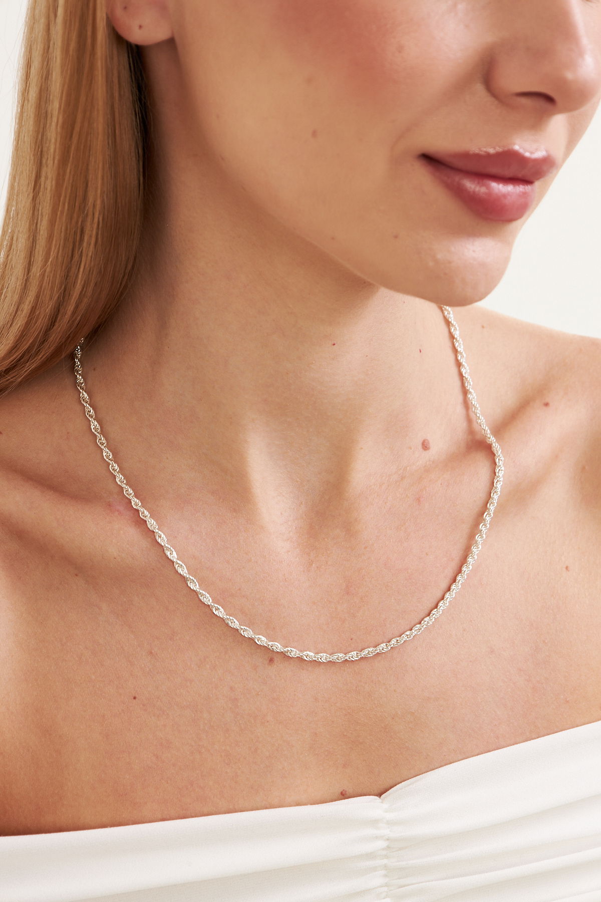 3mm Halat 925 Ayar Gümüş Kadın Zincir Kolye VKK-4498 - Ventino - Ventino Silver