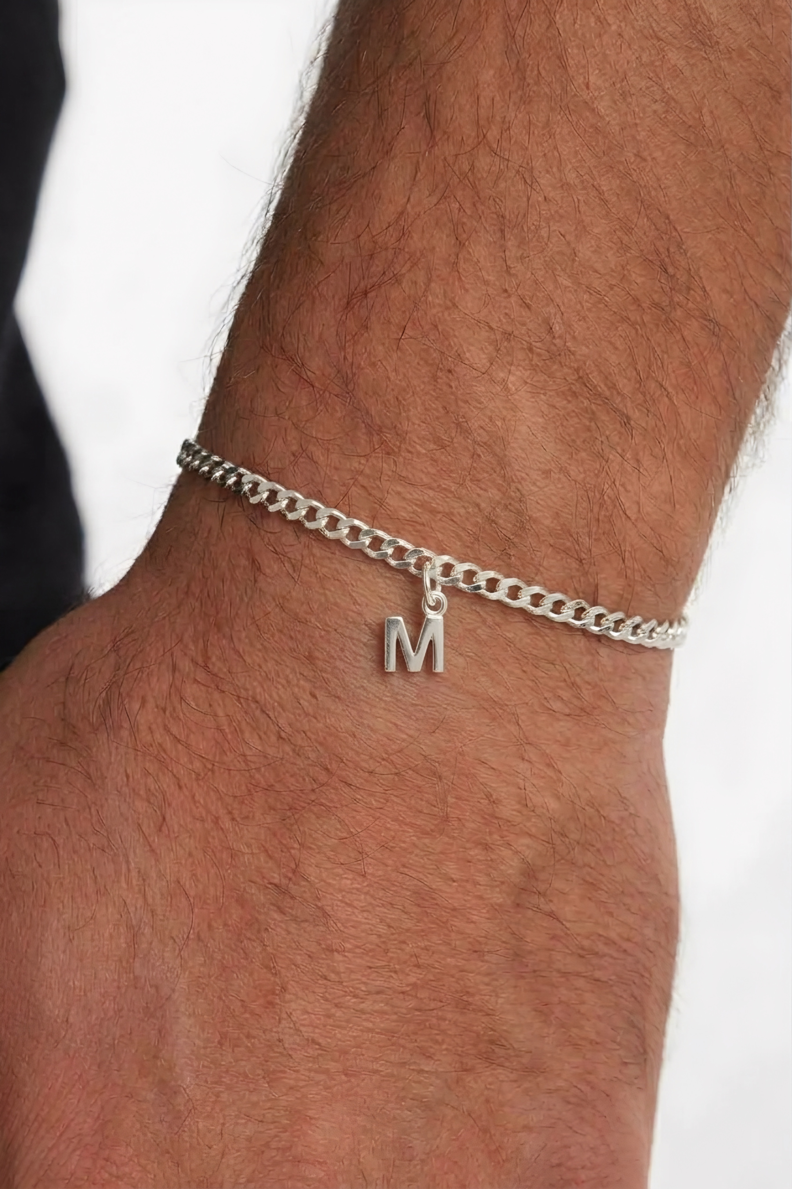 4mm Gurmet 925 Ayar Gümüş Harfli Zincir Bileklik-Kişiselleştirilebilir Tasarım-VEH1003 - Ventino Silver
