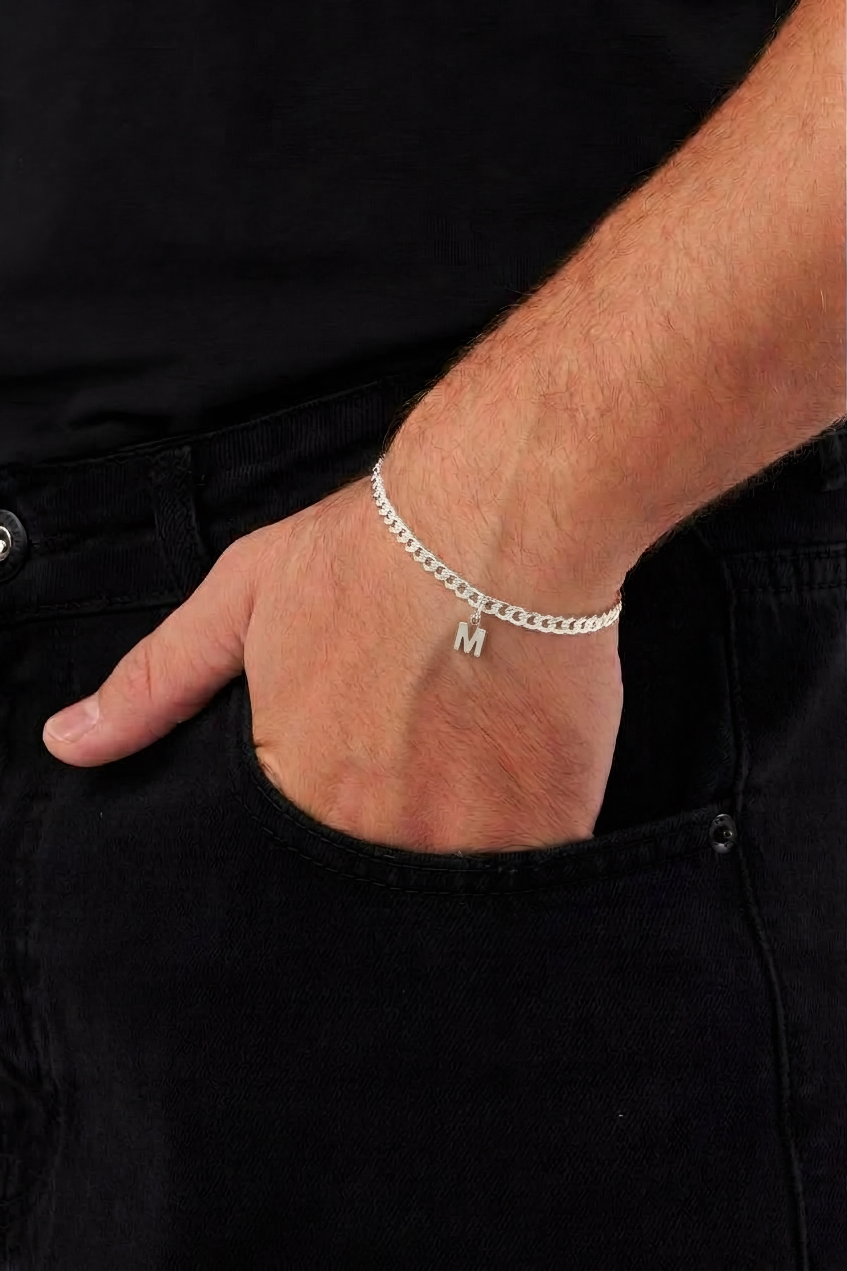 5mm Gurmet 925 Ayar Gümüş Harfli Zincir Bileklik-Kişiselleştirilebilir-VEH1004 - Ventino Silver